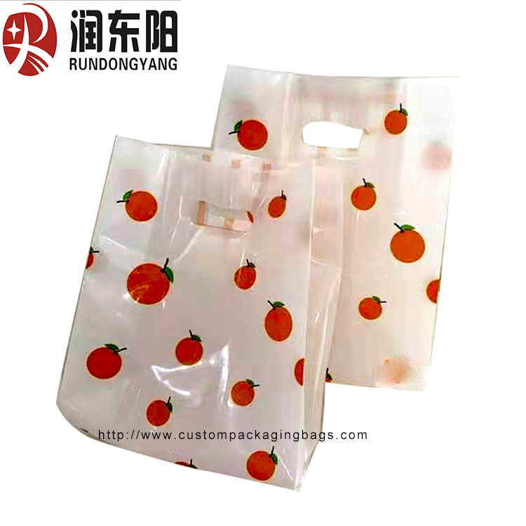 strawberry logo die cut handle plastic bags