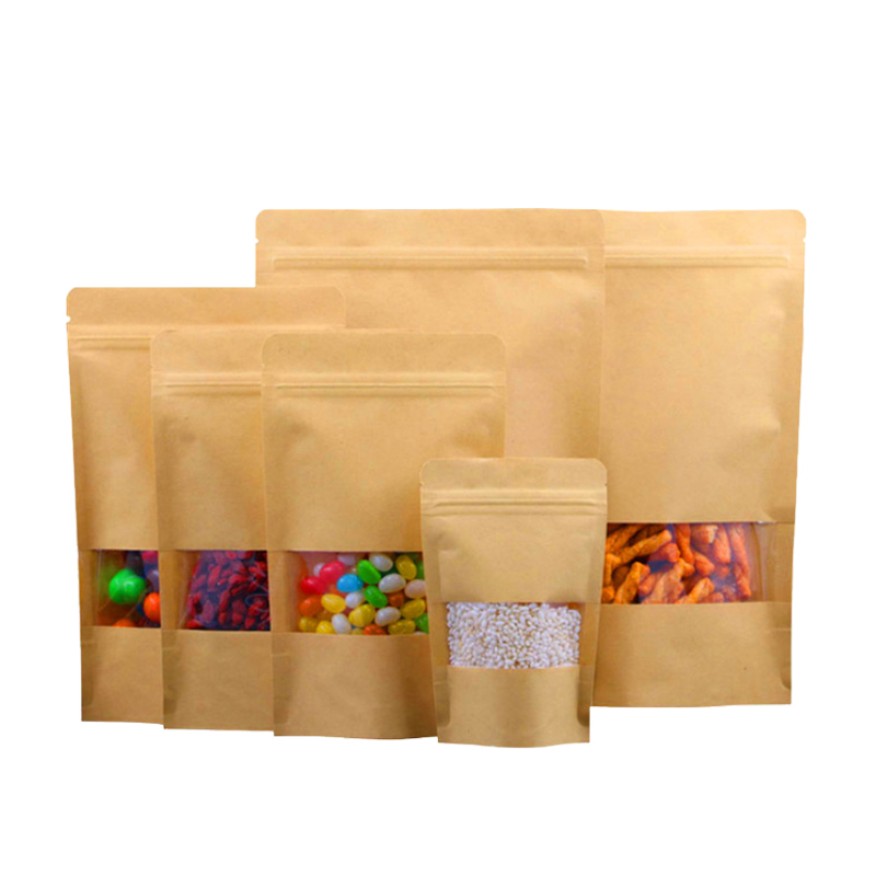 good quality Stand Up Zipper Kraft Brown Paper Resealable Heat Sealable Food Storage Doypack Packaging Pouches Bag wholesale