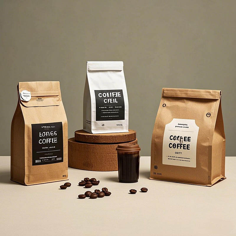 Manufacturer Kraft Material Coffee Packaging Bag With Valve And Zipper 250g
