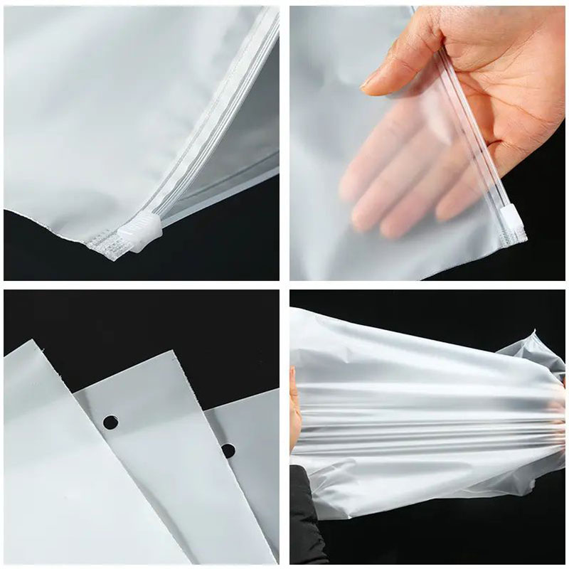 Clear PE Zipper Clothing Packaging Bag 70 Micron With Hang Hole For Display