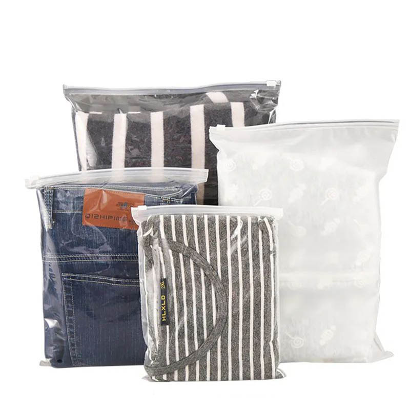 Recyclable Zipper Garment Bag With Matte Frosted Finish And Custom Logo Printing