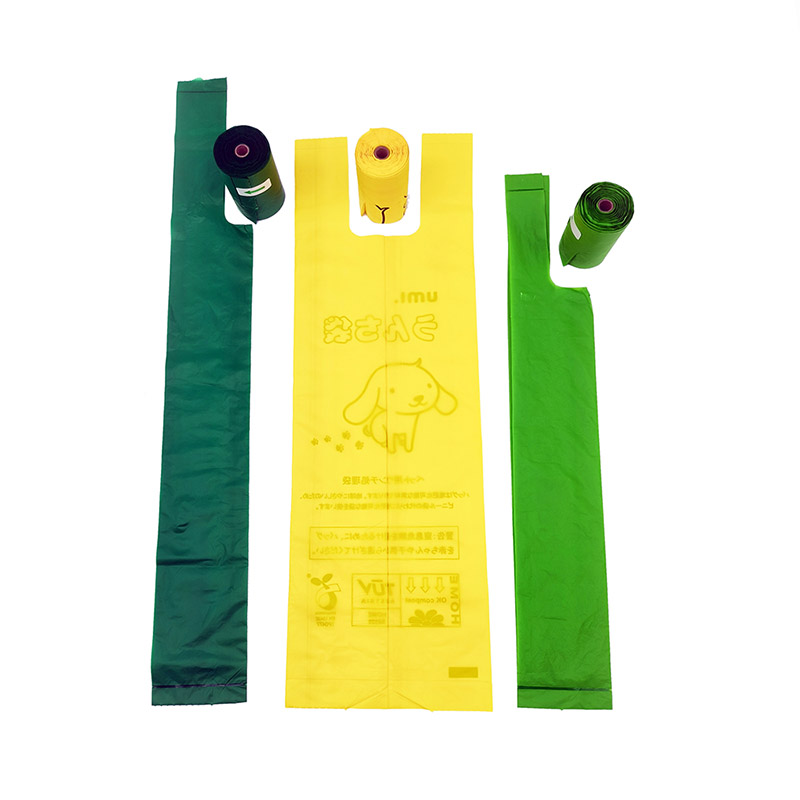 Biodegradable Dog Poop Bags Flat Type 20 Microns Thick 33x22cm Green Color
