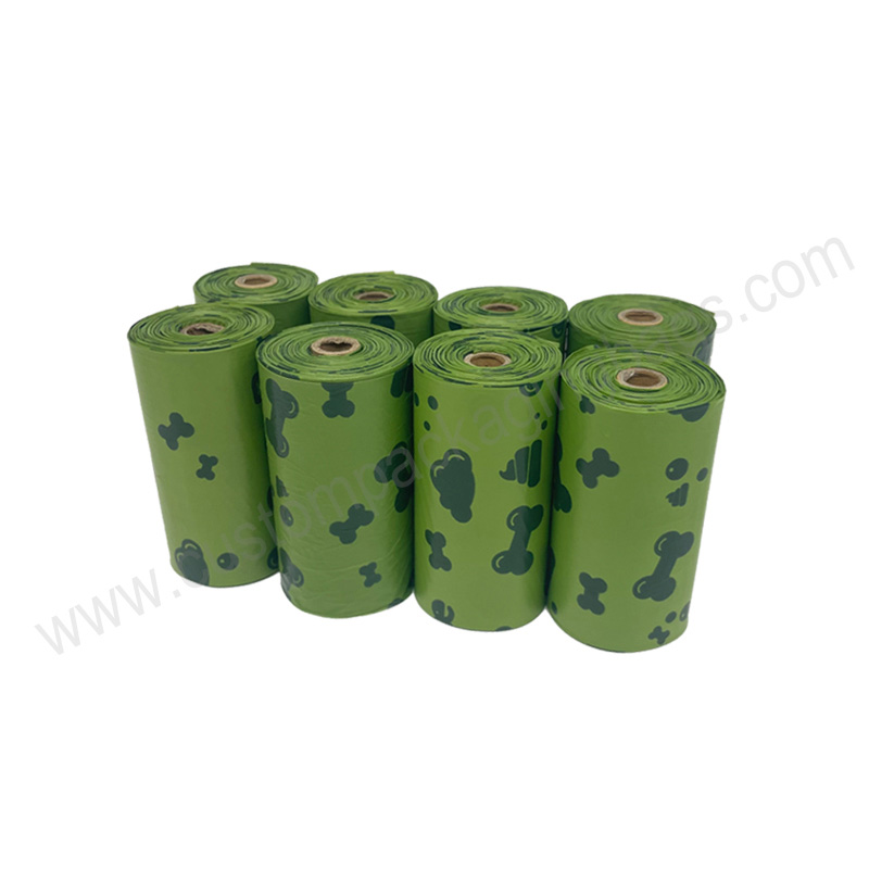 High quality Biodegradable Dog Poop Bags Flat Type 20 Microns Thick 33x22cm Green Color factory