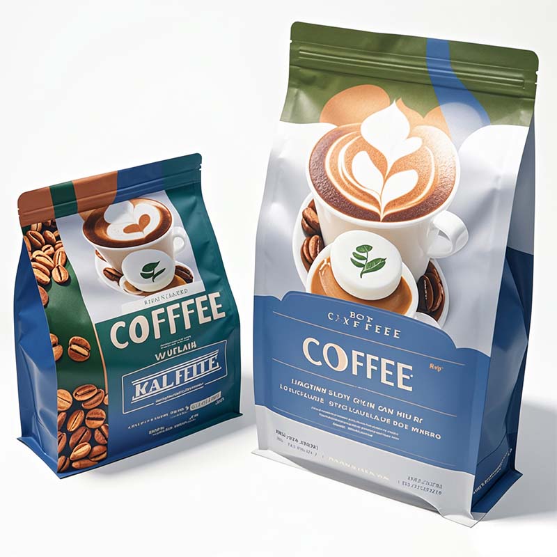 High quality Custom Printed Flat Bottom Coffee Packaging Bag With One Way Degassing Valve factory