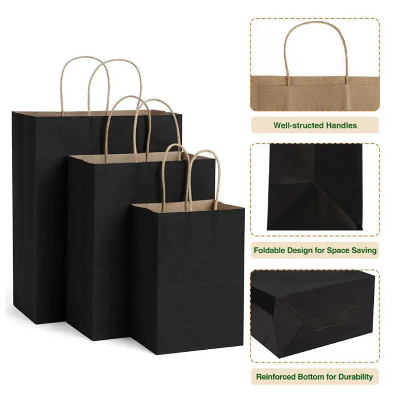 Recyclable Kraft Paper Shopping Bag With Twisted Handles 120gsm Brown Color