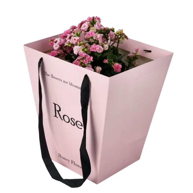 Premium Pink Cardboard Gift Bag With Cotton Rope Handles 300gsm Matte Finish