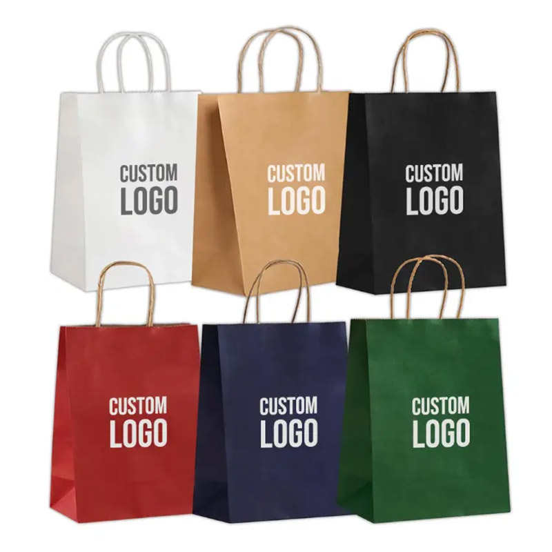 Recyclable Kraft Paper Shopping Bag With Twisted Handles 120gsm Brown Color