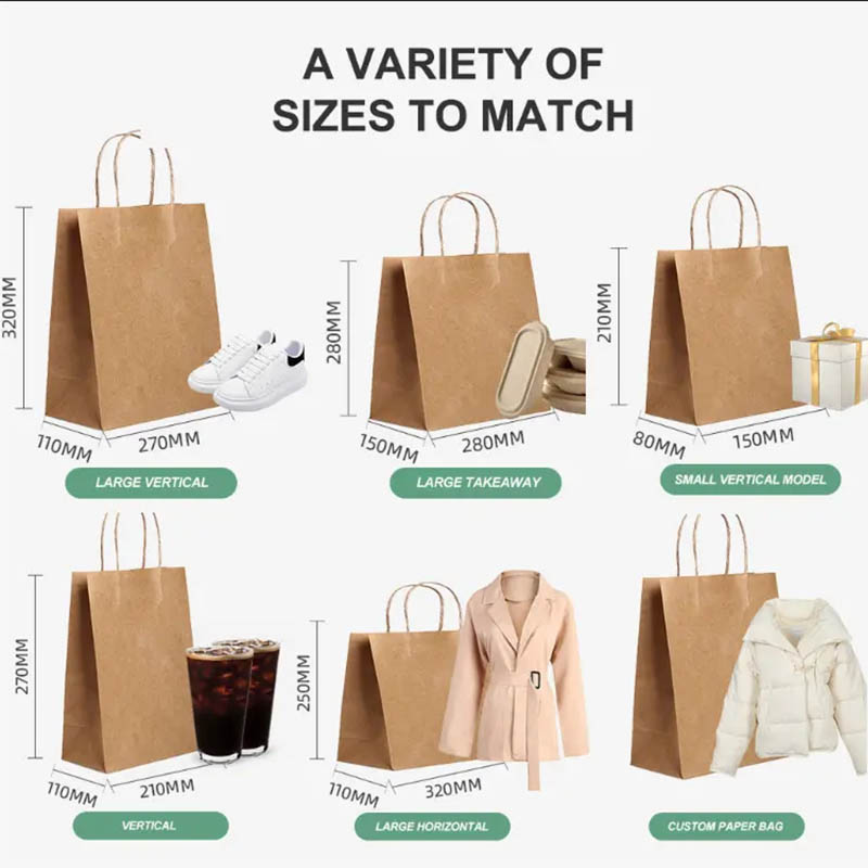 Recyclable Kraft Paper Shopping Bag With Twisted Handles 120gsm Brown Color