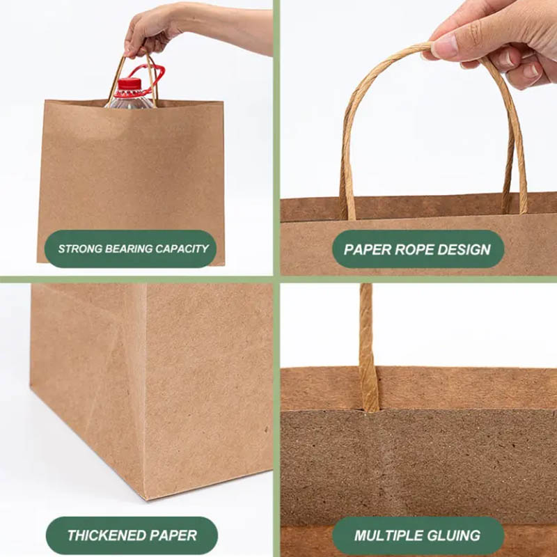 Recyclable Kraft Paper Shopping Bag With Twisted Handles 120gsm Brown Color