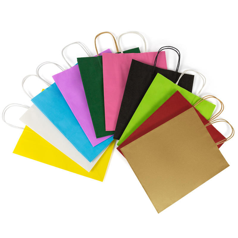 Recyclable Kraft Paper Gift Bags With Handles Custom Sizes For Wholesale Packaging