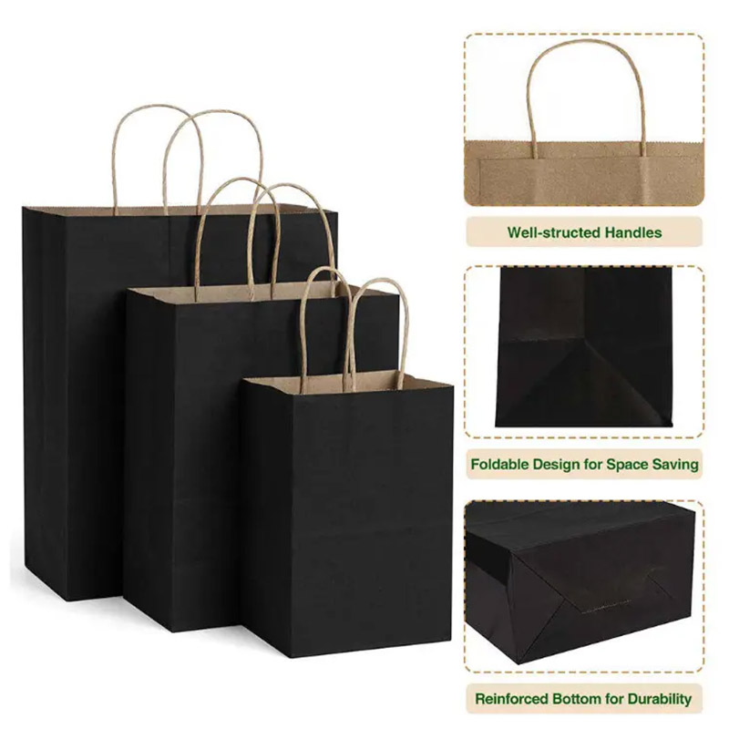 Thick Kraft Paper Gift Bags With Reinforced Handles – Durable Packaging Solution for Clothing Shops