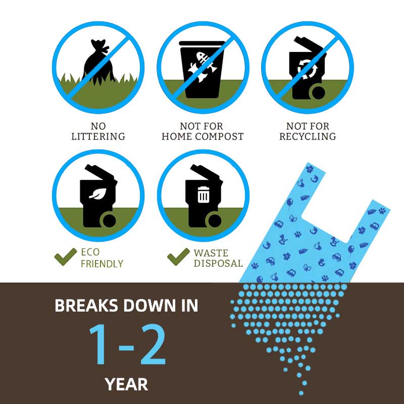 Supplier Compostable Dog Waste Bags With Handles Wholesale 20 Microns 28x30cm Kraft Style