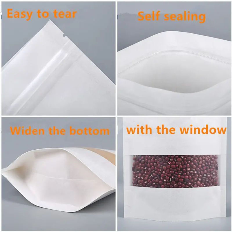 Custom Printed Kraft Stand Up Pouches For Nuts Candy Dried Fruit Multiple Sizes