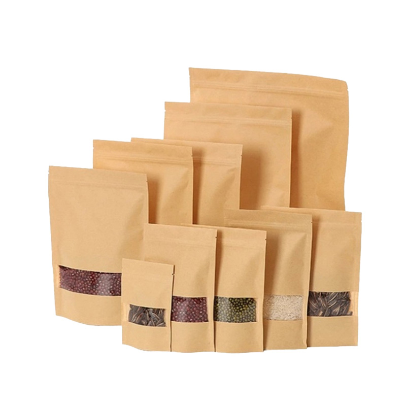 High quality Biodegradable Kraft Coffee Bags With One Way Valve And Zipper Custom Printing factory