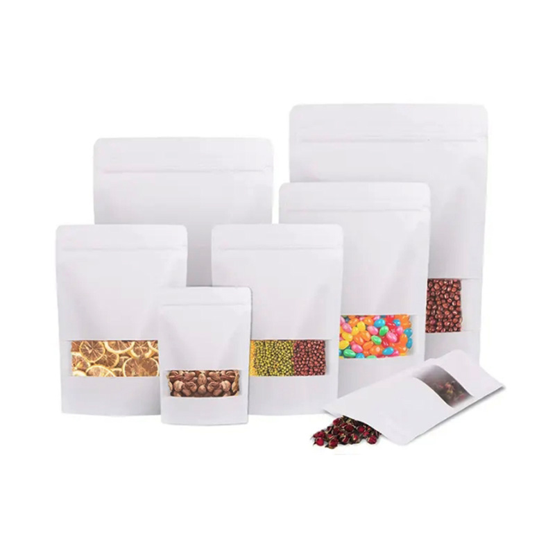 High quality Kraft Paper Zipper Bags For Organic Food Custom Logo Printing And Sizes Available factory