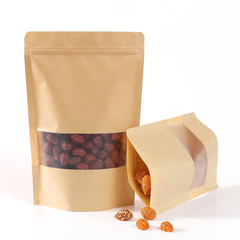 Biodegradable Kraft Coffee Bags With One Way Valve And Zipper Custom Printing