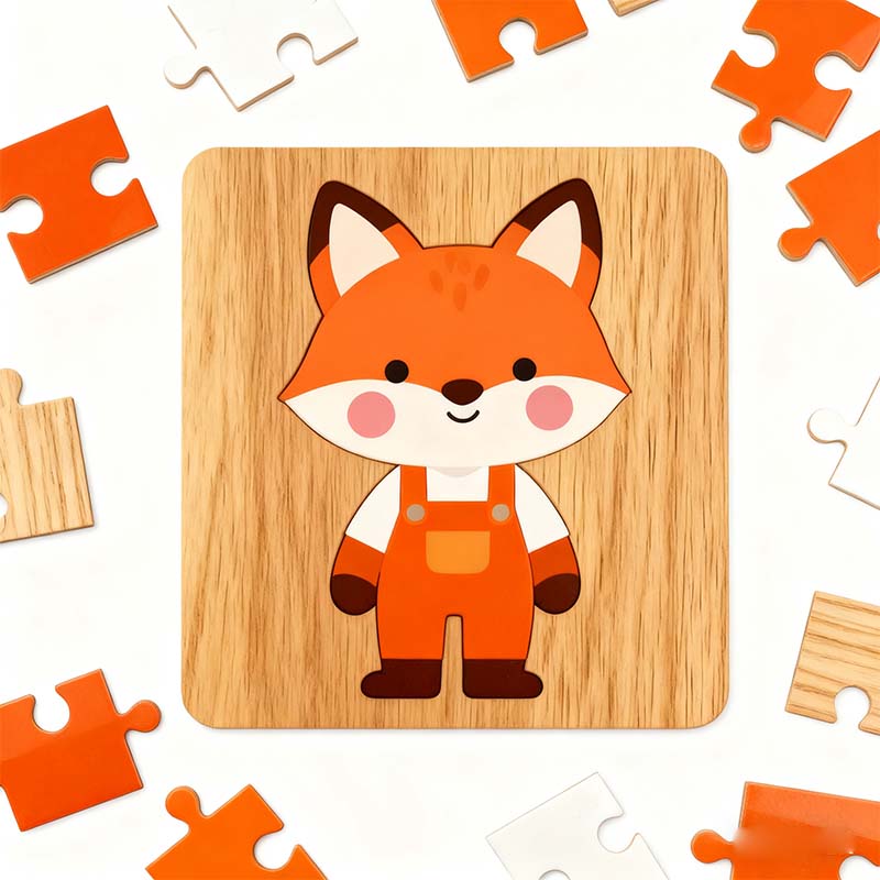 Wooden Fairy Tale Puzzle Set Non Toxic Safe Finish for Children Focus Skill Development