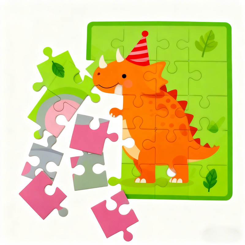 Educational Dinosaur World Cartoon Puzzle Safe Eco Friendly Learning Toy for Kids
