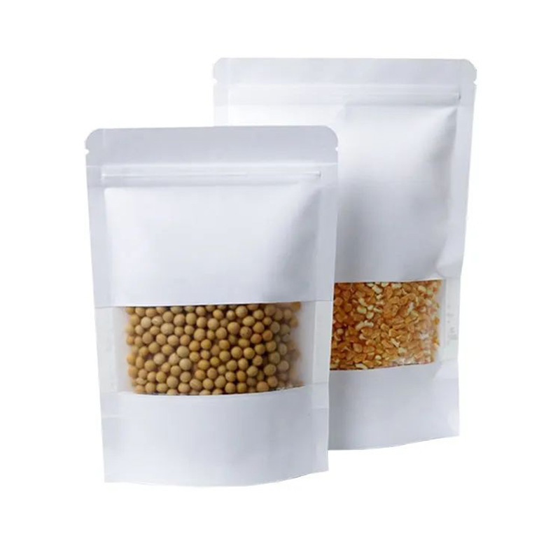 Kraft Bakery Bags With PLA Window Custom Size And Thickness For Cookies Pastries