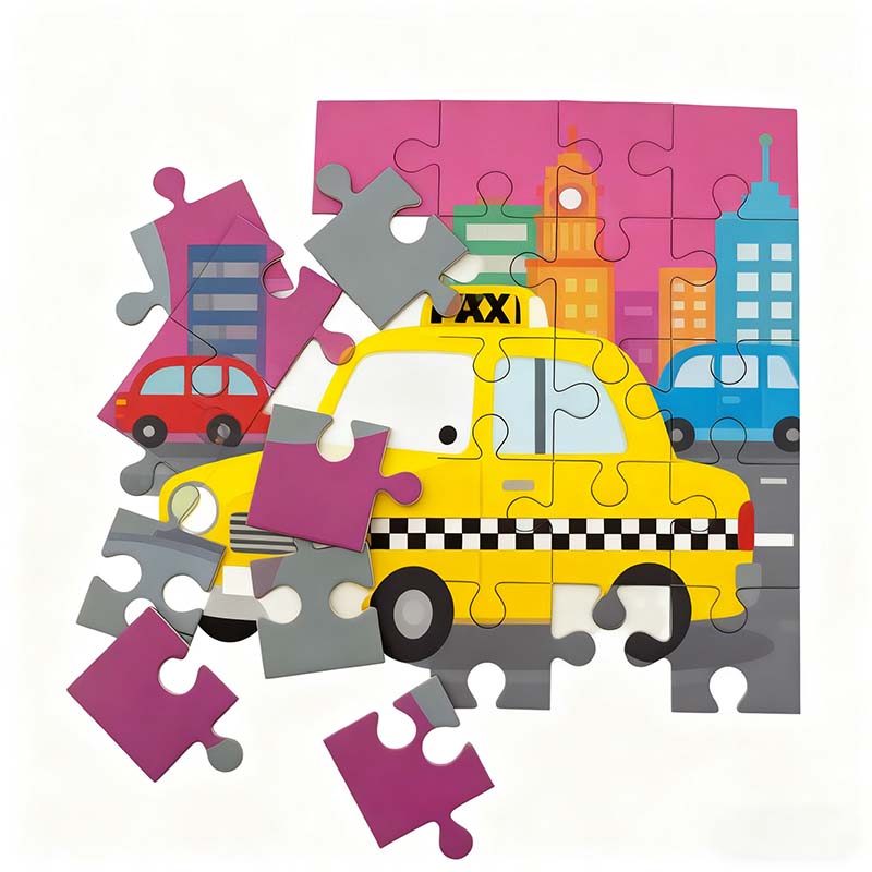 Vibrant Vehicle City Scene Puzzle Set Kids Gift Idea for Boys and Girls