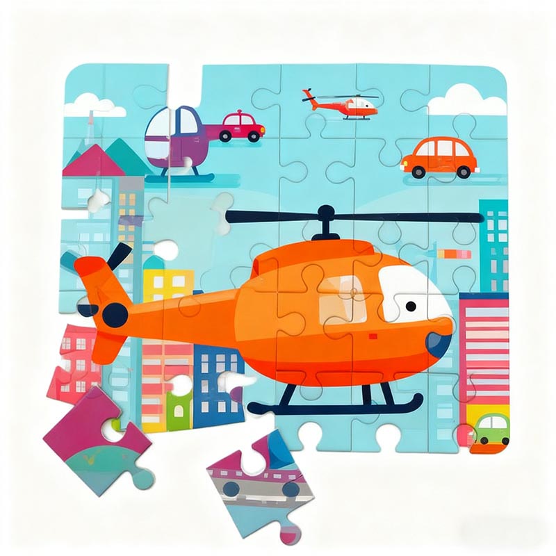 Vibrant Vehicle City Scene Puzzle Set Kids Gift Idea for Boys and Girls