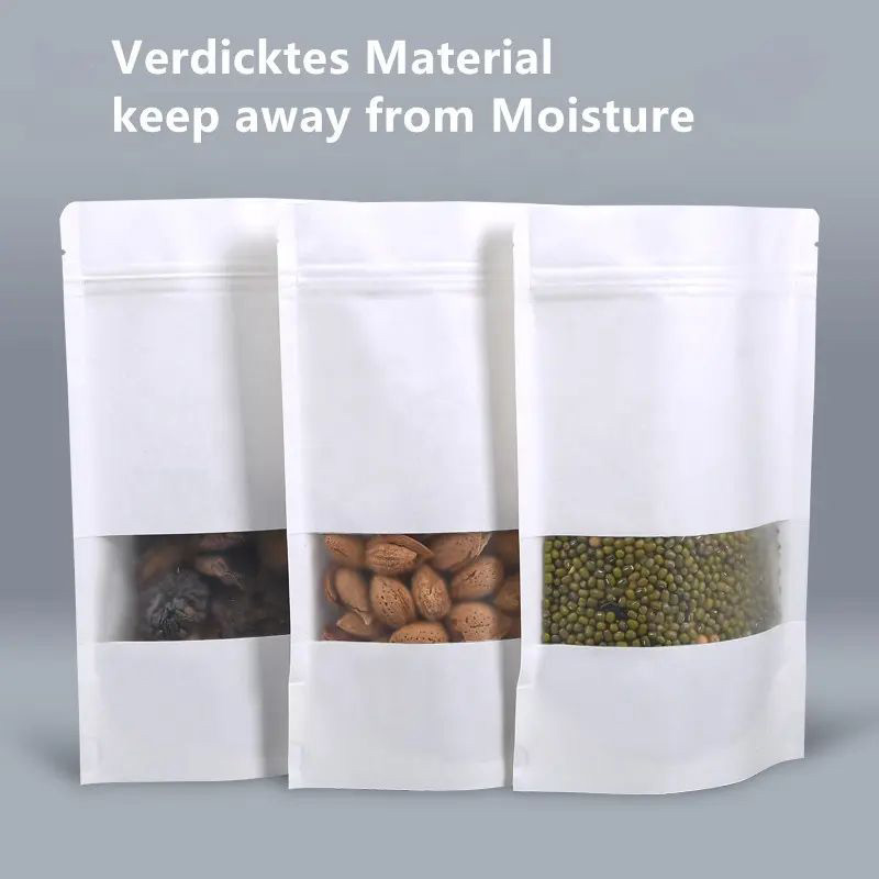 Custom Printed Kraft Stand Up Pouches For Nuts Candy Dried Fruit Multiple Sizes