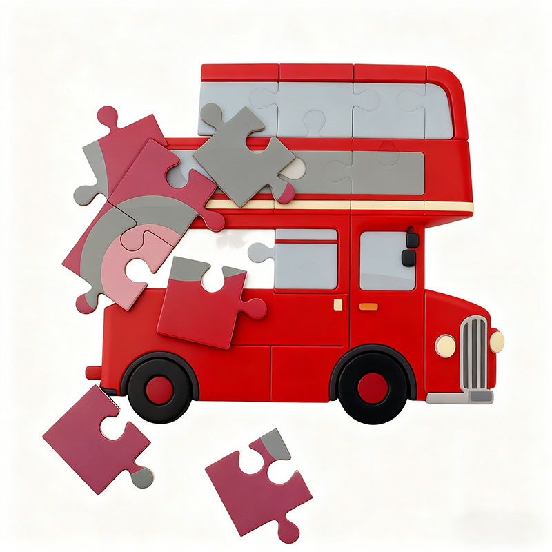 Vibrant Vehicle City Scene Puzzle Set Kids Gift Idea for Boys and Girls