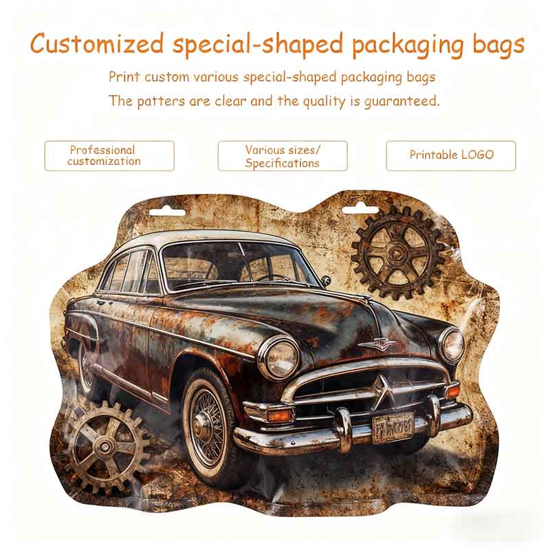 Custom Matte Irregular Shape Stand Up Pouch with Zipper Tear Notch Airtight Food Bag