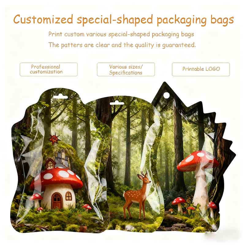 Custom Matte Irregular Shape Stand Up Pouch with Zipper Tear Notch Airtight Food Bag