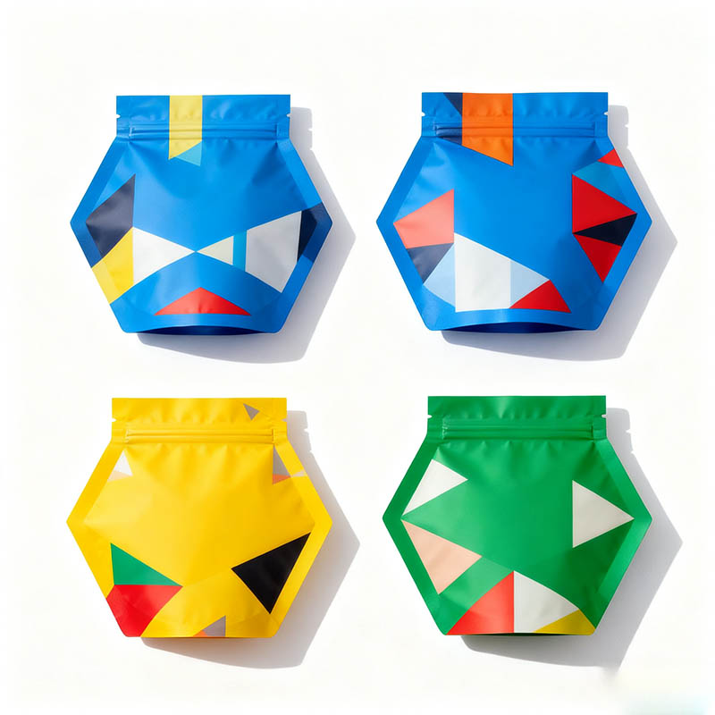 Custom CMYK Printed Irregular Shape Stand Up Pouch Gloss UV Coating Multi-Size Option