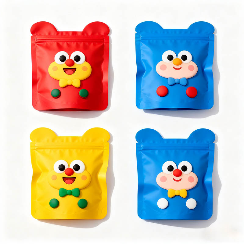 Custom CMYK Printed Irregular Shape Stand Up Pouch Gloss UV Coating Multi-Size Option