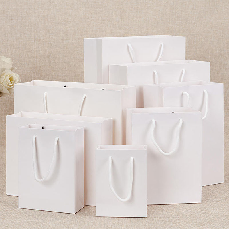 Custom Luxury Art Paper Tote Bag with Ribbon Handle Logo Printed Gift Shopper