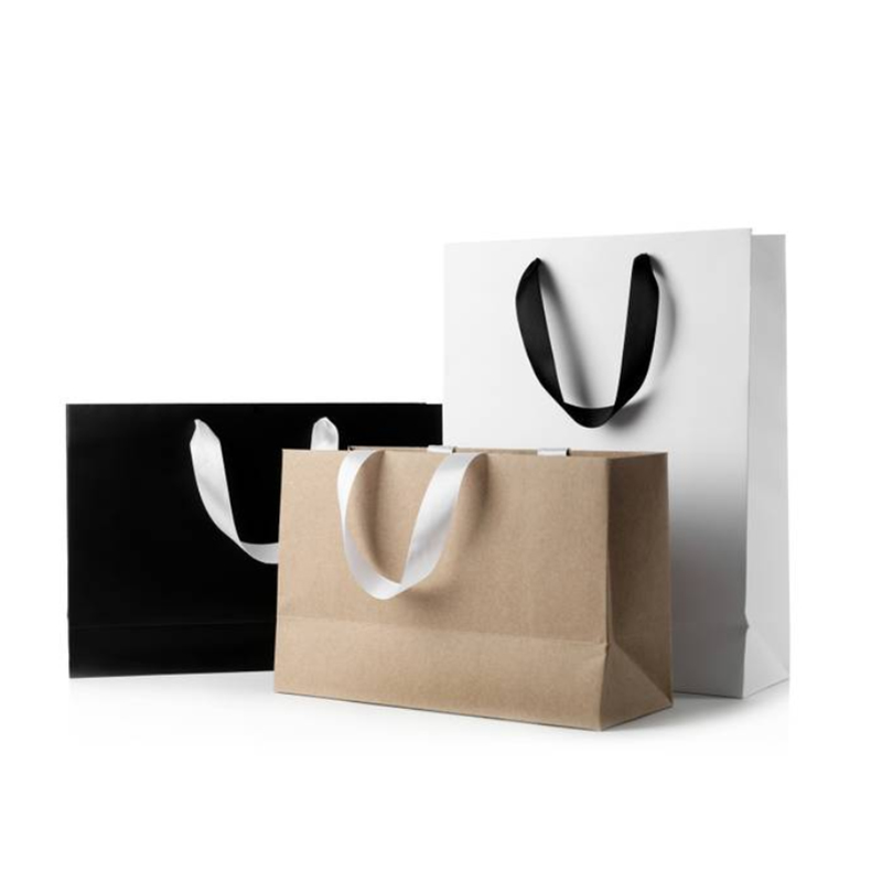 Premium Kraft Paper Tote Bag Gold Stamping Logo Custom Printed for Clothing Store